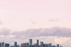 Vancouver skyline on a purple sky